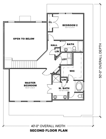 Traditional House Plan 71322 with 3 Beds, 3 Baths, 2 Car Garage Second Level Plan