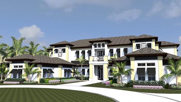 Florida, Mediterranean House Plan 71525 with 4 Beds, 5 Baths, 4 Car Garage Elevation