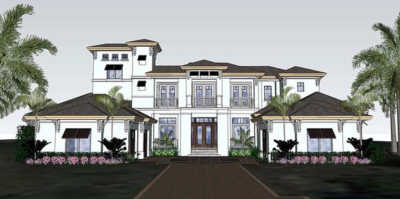 Florida, Mediterranean House Plan 71529 with 4 Beds, 6 Baths, 3 Car Garage Elevation