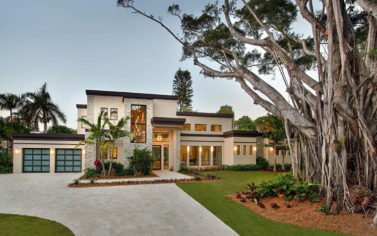 Contemporary, Modern Plan with 4278 Sq. Ft., 4 Bedrooms, 6 Bathrooms, 3 Car Garage Elevation
