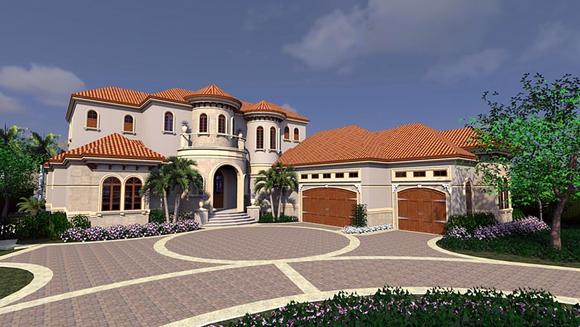 Florida, Mediterranean House Plan 71540 with 4 Beds, 7 Baths, 3 Car Garage Elevation