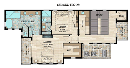 Coastal, Contemporary, Florida House Plan 71547 with 4 Beds, 5 Baths, 2 Car Garage Second Level Plan