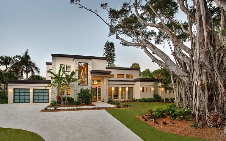 Contemporary, Modern Plan with 6157 Sq. Ft., 6 Bedrooms, 7 Bathrooms, 3 Car Garage Elevation