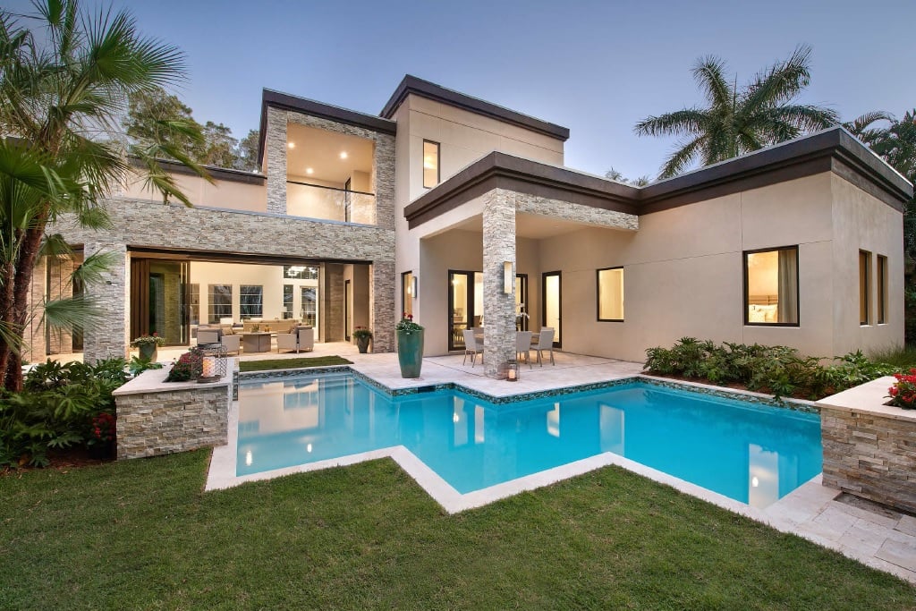 Contemporary, Modern Plan with 6157 Sq. Ft., 6 Bedrooms, 7 Bathrooms, 3 Car Garage Rear Elevation