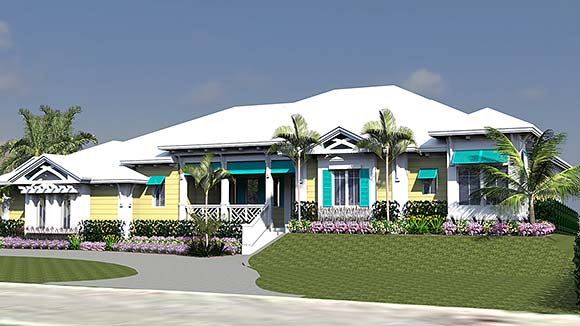 Coastal, Florida House Plan 71564 with 3 Beds, 5 Baths, 2 Car Garage Elevation