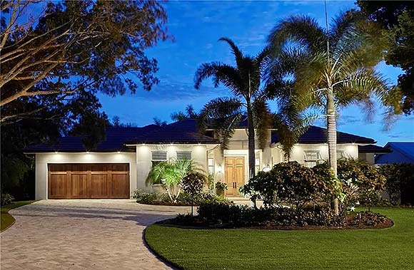 Coastal, Contemporary, Florida House Plan 71565 with 4 Beds, 5 Baths, 3 Car Garage Elevation