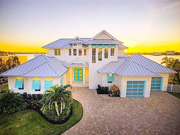 Coastal, Contemporary House Plan 71567 with 4 Beds, 6 Baths, 3 Car Garage Elevation