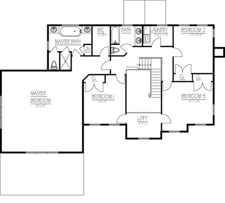 Cottage, Farmhouse House Plan 71900 with 4 Beds, 3 Baths, 3 Car Garage Second Level Plan