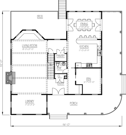 House Plan 71903 with 3 Beds, 5 Baths First Level Plan