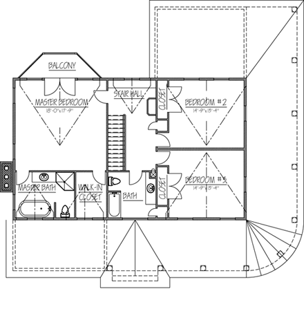 House Plan 71903 with 3 Beds, 5 Baths Second Level Plan