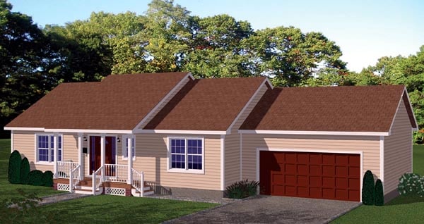 House Plan 71905 with 2 Beds, 2 Baths, 2 Car Garage Elevation