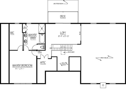 House Plan 71907 with 4 Beds, 3 Baths Second Level Plan