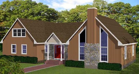 House Plan 71907 with 4 Beds, 3 Baths Elevation