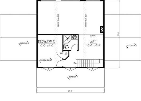 House Plan 71909 with 3 Beds, 3 Baths Level Two