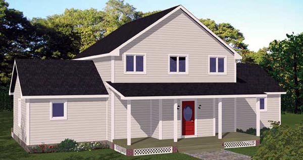 House Plan 71909 with 3 Beds, 3 Baths Rear Elevation
