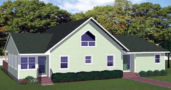 Cottage, Country House Plan 71910 with 3 Beds, 2 Baths Rear Elevation