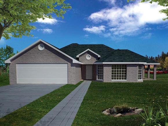 Ranch, Southwest House Plan 71912 with 3 Beds, 2 Baths, 2 Car Garage Elevation
