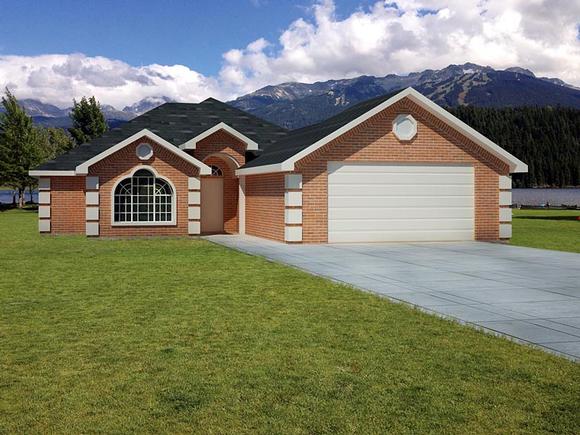 Ranch, Southwest House Plan 71931 with 3 Beds, 2 Baths, 2 Car Garage Elevation