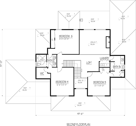 Country, Farmhouse, Traditional House Plan 71942 with 5 Beds, 5 Baths, 2 Car Garage Second Level Plan
