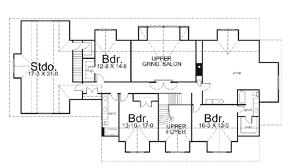 Country, Greek Revival House Plan 72003 with 4 Beds, 3 Baths, 3 Car Garage Second Level Plan