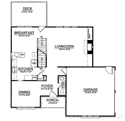 Narrow Lot, Traditional House Plan 72021 with 3 Beds, 3 Baths, 2 Car Garage First Level Plan