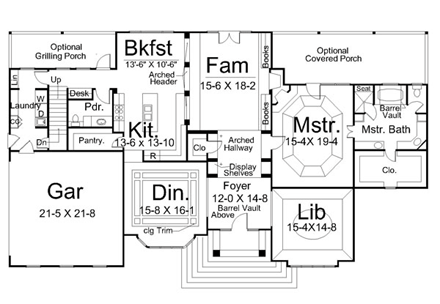 European, Greek Revival House Plan 72028 with 4 Beds, 4 Baths, 2 Car Garage First Level Plan
