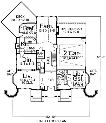 Colonial House Plan 72030 with 5 Beds, 5 Baths, 2 Car Garage First Level Plan