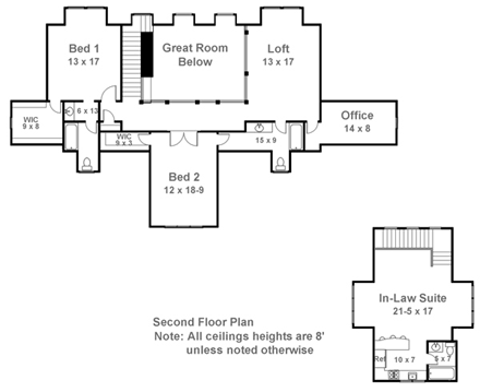Cape Cod House Plan 72034 with 5 Beds, 5 Baths, 2 Car Garage Second Level Plan