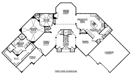 Greek Revival, Traditional House Plan 72039 with 4 Beds, 4 Baths, 2 Car Garage First Level Plan