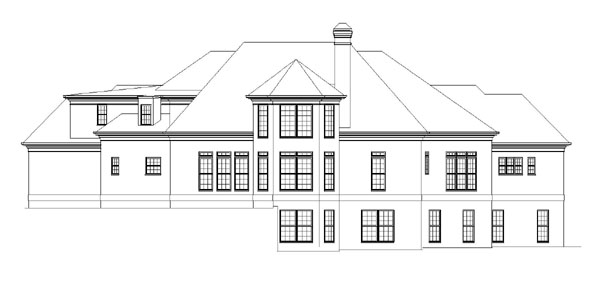 Greek Revival, Traditional Plan with 3338 Sq. Ft., 4 Bedrooms, 4 Bathrooms, 2 Car Garage Rear Elevation