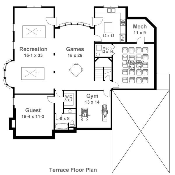 Greek Revival, Tudor House Plan 72041 with 4 Beds, 4 Baths, 3 Car Garage Lower Level
