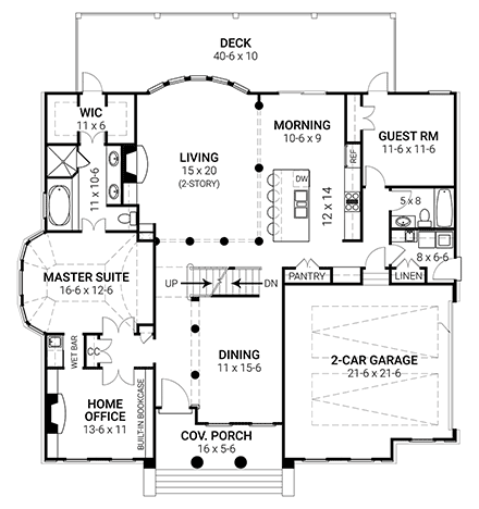 Colonial House Plan 72057 with 4 Beds, 4 Baths, 2 Car Garage First Level Plan