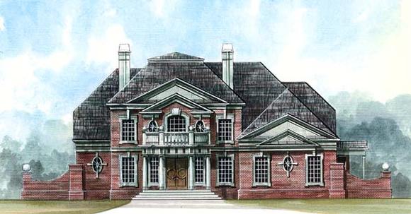 Colonial, Greek Revival House Plan 72060 with 4 Beds, 4 Baths, 3 Car Garage Elevation