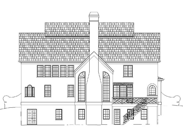 Colonial, European, Greek Revival House Plan 72062 with 4 Beds, 4 Baths, 2 Car Garage Rear Elevation
