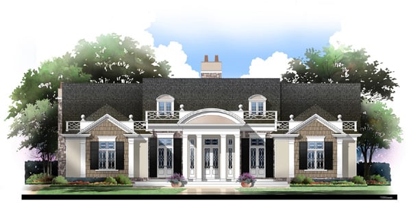 Colonial Plan with 2834 Sq. Ft., 3 Bedrooms, 4 Bathrooms, 3 Car Garage Elevation