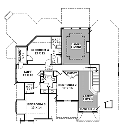 European, Greek Revival House Plan 72101 with 4 Beds, 4 Baths, 3 Car Garage Second Level Plan