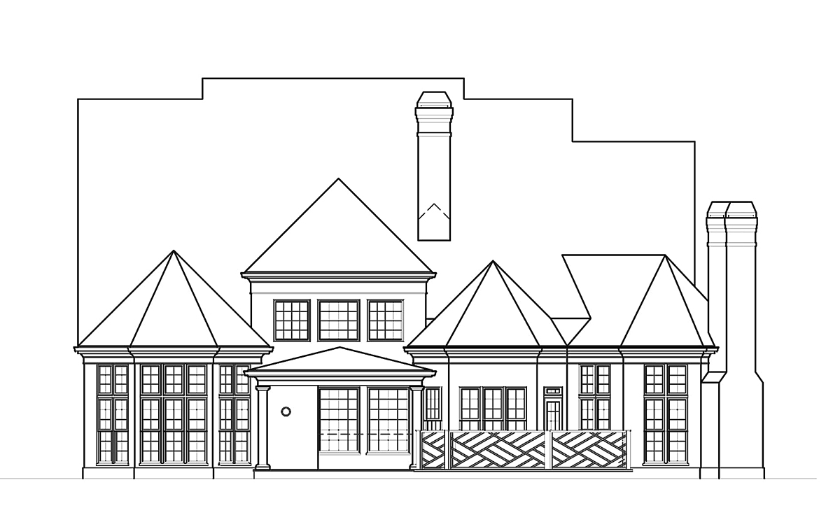 European, Greek Revival House Plan 72101 with 4 Beds, 4 Baths, 3 Car Garage Rear Elevation