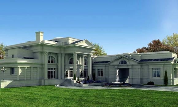 Colonial, Greek Revival House Plan 72116 with 5 Beds, 6 Baths, 9 Car Garage Elevation