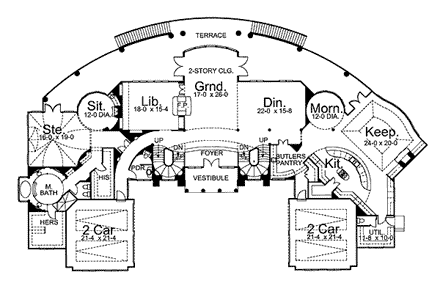 Colonial, Greek Revival House Plan 72123 with 5 Beds, 5 Baths, 4 Car Garage First Level Plan