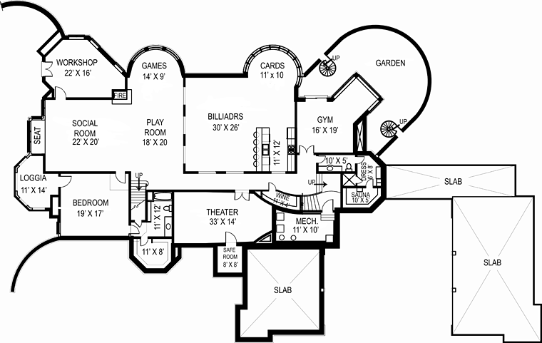 European, Greek Revival House Plan 72128 with 6 Beds, 9 Baths, 5 Car Garage Lower Level Plan