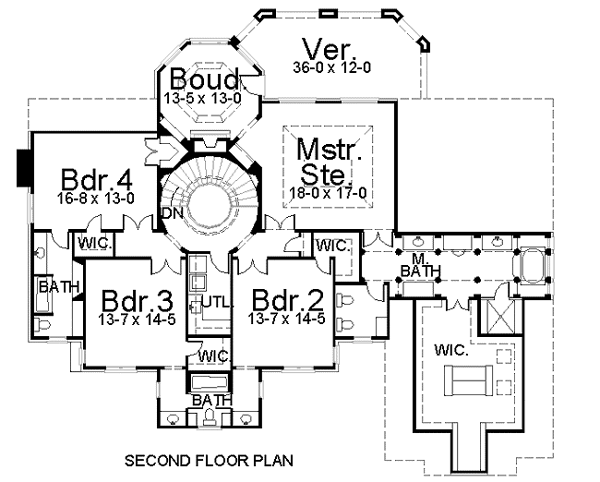 European, Greek Revival House Plan 72132 with 4 Beds, 4 Baths, 3 Car Garage Level Two