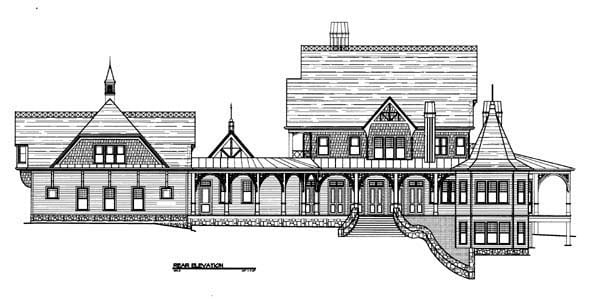 Traditional House Plan 72135 with 4 Beds, 6 Baths, 3 Car Garage Rear Elevation
