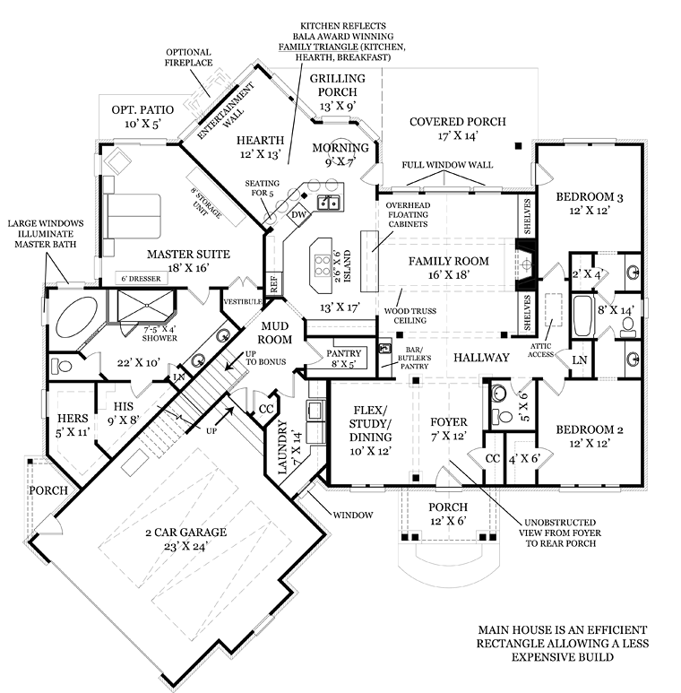 House Plan 72136 with 3 Beds, 3 Baths, 2 Car Garage Level One