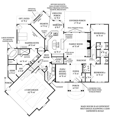 House Plan 72136 with 3 Beds, 3 Baths, 2 Car Garage First Level Plan