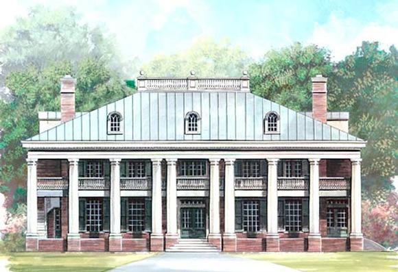 Colonial, Greek Revival, Plantation House Plan 72149 with 3 Beds, 4 Baths, 4 Car Garage Elevation