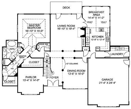European, Greek Revival House Plan 72150 with 4 Beds, 6 Baths, 2 Car Garage First Level Plan