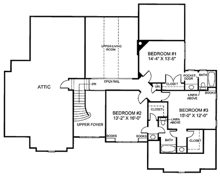 European, Greek Revival House Plan 72150 with 4 Beds, 6 Baths, 2 Car Garage Second Level Plan
