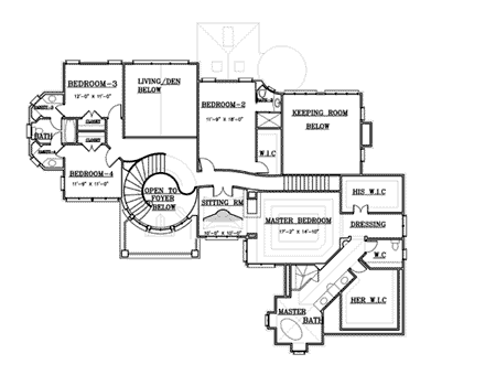 European, Greek Revival House Plan 72152 with 5 Beds, 4 Baths, 3 Car Garage Second Level Plan
