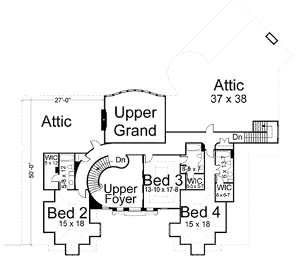 Colonial, Greek Revival House Plan 72156 with 4 Beds, 5 Baths, 3 Car Garage Second Level Plan