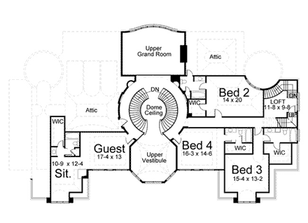 Colonial, Greek Revival House Plan 72159 with 5 Beds, 6 Baths, 3 Car Garage Second Level Plan